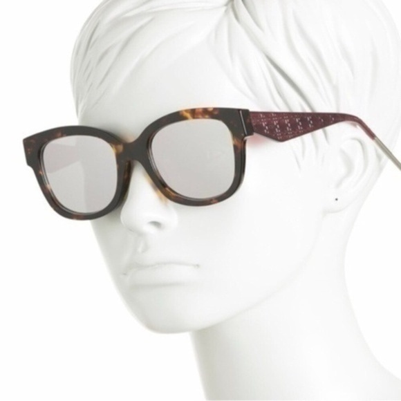 Dior Very Dior 1N - 51mm Havana Tortoise and Burgundy Square Sunglasses - NEW - Picture 1 of 16